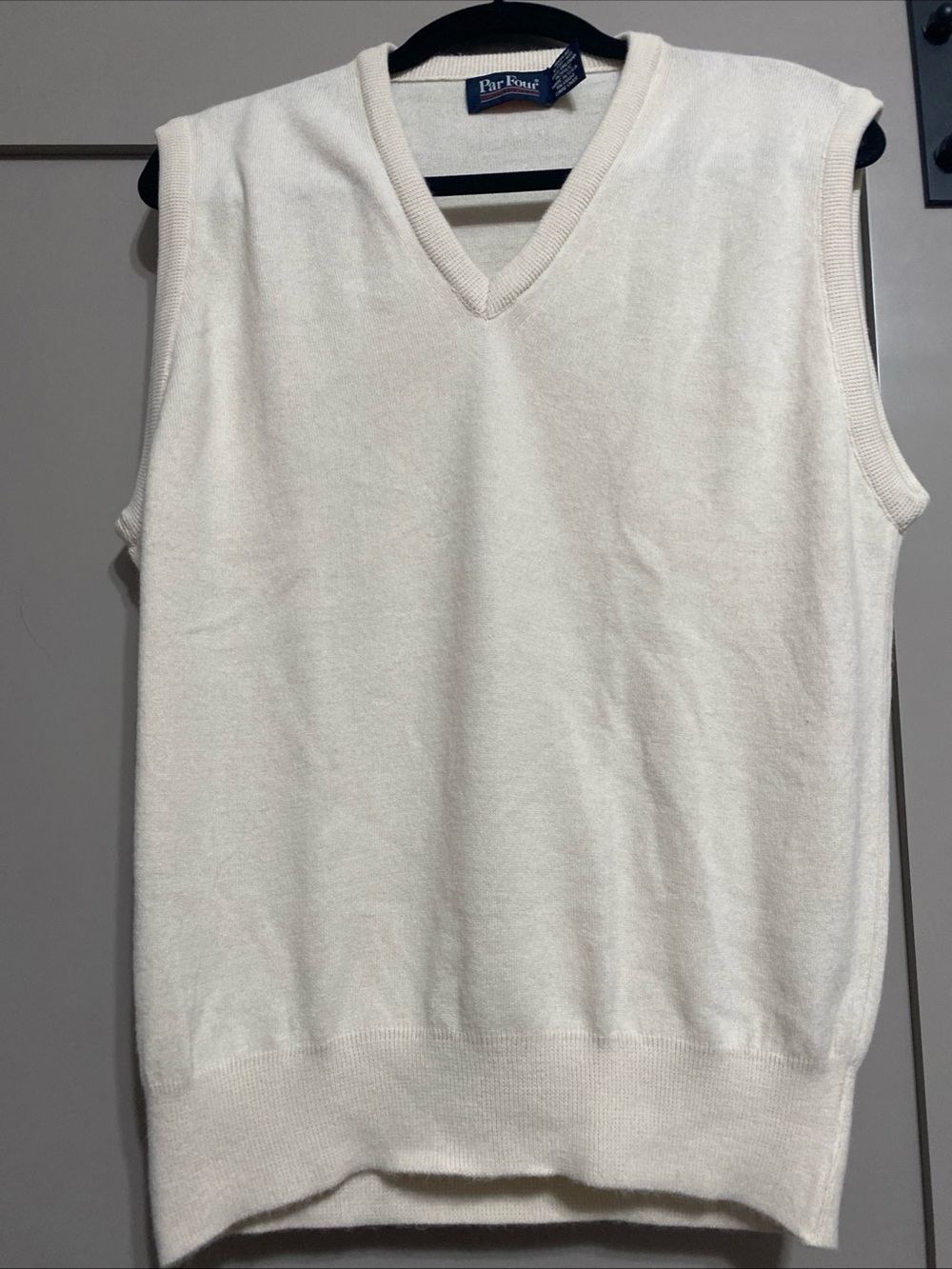 Vintage Par Four Cream V-Neck Sweater Vest
